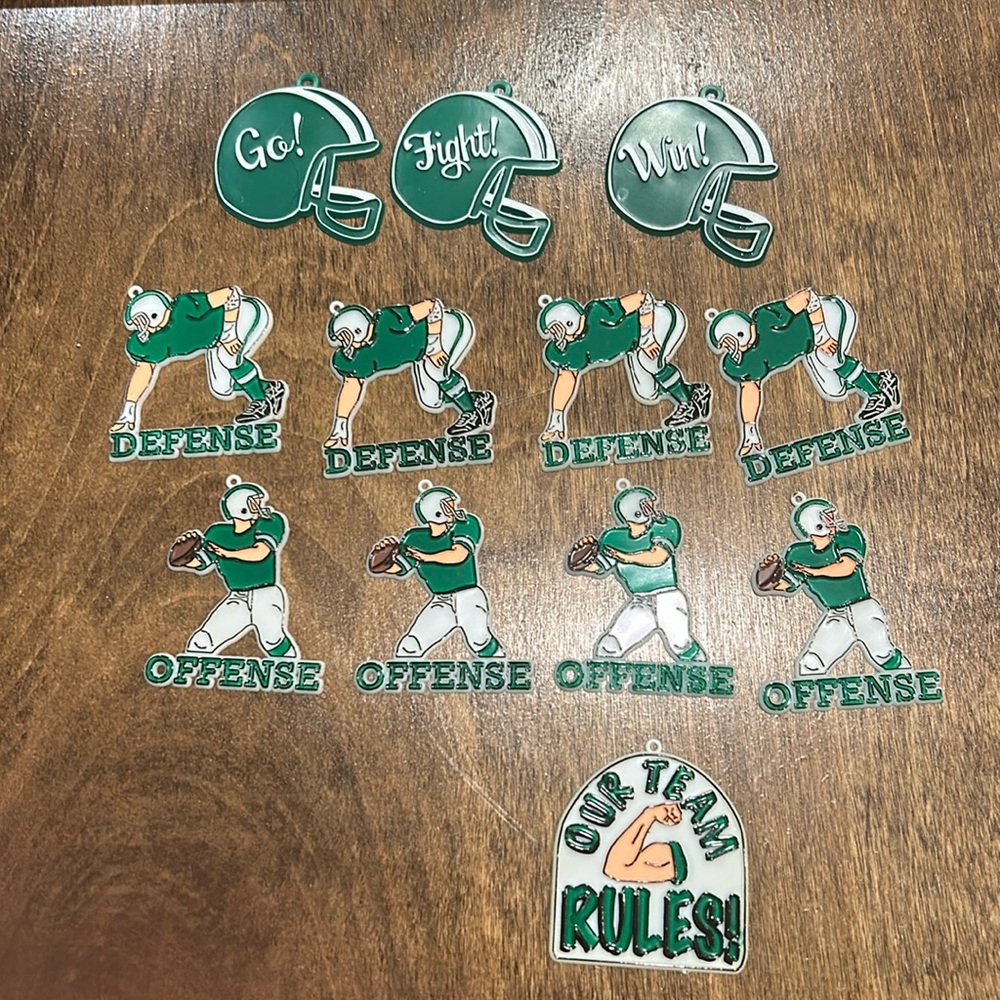 Homecoming Variety Green FOOTBALL     charms / trinkets (12) mums & Garters